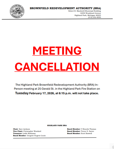 BRA Meeting February 17th Cancelled
