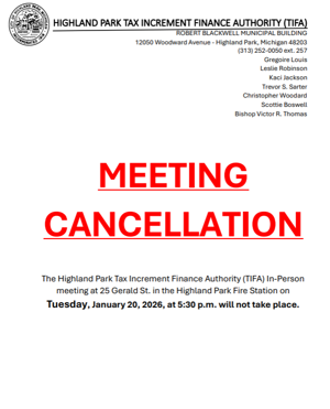 TIFA Meeting Jan. 20th Cancelled
