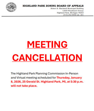 Zoning Board of Appeals Meeting (Jan. 8, 2026) Cancellation